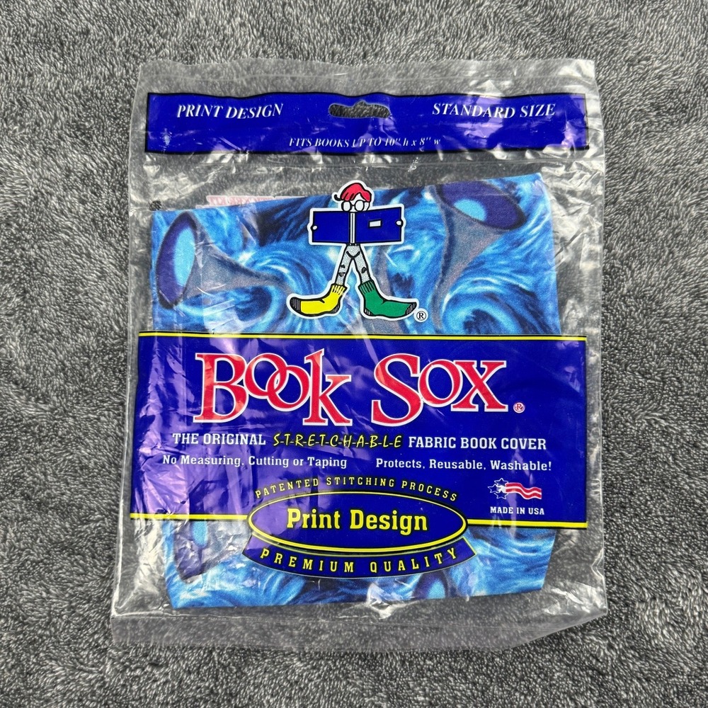 Vintage 2002 Book Sox Stretchable Fabric Book Cover Blue Swirl Starry Night‎ NIP